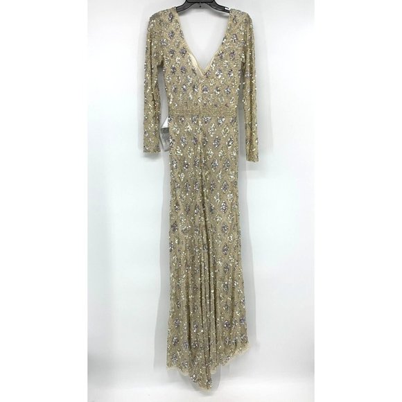 Mac Duggal Dress 5021 Geometric Embellished Evening Gown Long Sleeve - Picture 11 of 16